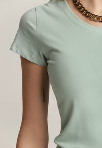 Renee - Miętowy T-shirt Mirasura. Kolor: miętowy. Materiał: dzianina. Długość rękawa: krótki rękaw. Długość: krótkie. Wzór: gładki #4