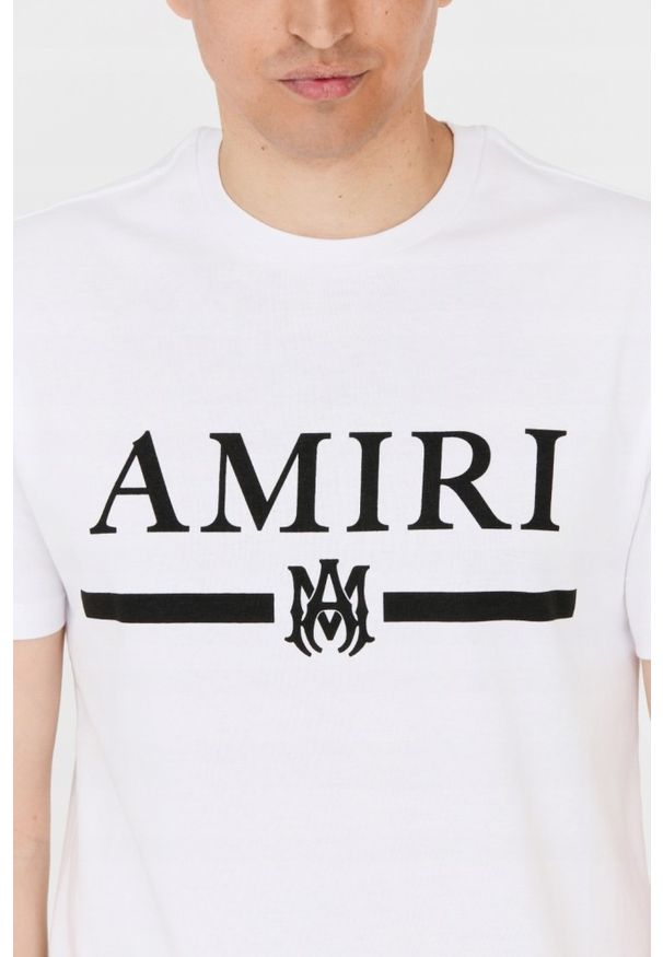 Amiri - AMIRI T-shirt męski biały z podkreślonym logo, Rozmiar XXL. Kolor: biały
