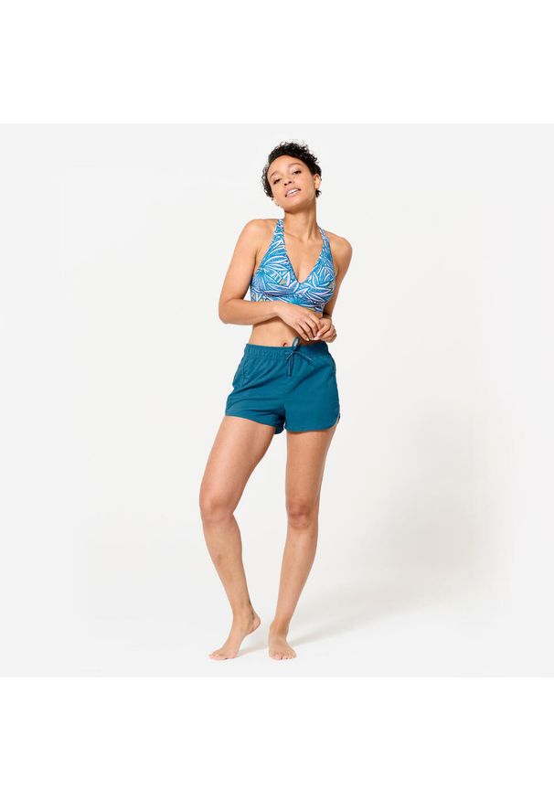OLAIAN - Spodenki surfingowe damskie Olaian Tini. Kolor: zielony, niebieski, wielokolorowy. Materiał: poliester, materiał. Długość: krótkie