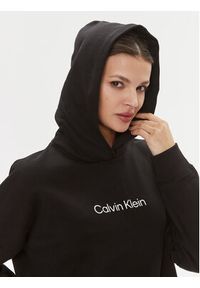 Calvin Klein Sukienka dzianinowa Hero Logo Hoodie Dress K20K206897 Czarny Regular Fit. Kolor: czarny. Materiał: bawełna