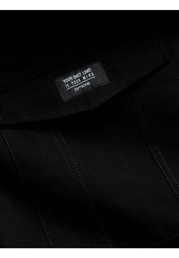 Ombre Clothing - Spodnie męskie z kieszeniami cargo i ściągaczem na dole nogawki - czarne V5 OM-PACG-0189 - XL. Kolor: czarny. Materiał: bawełna, elastan