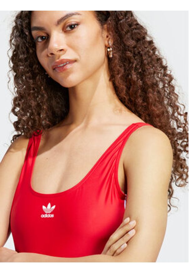 Adidas - adidas Strój kąpielowy Adicolor 3-Stripes Swimsuit IC2272 Czerwony Slim Fit. Kolor: czerwony. Materiał: syntetyk