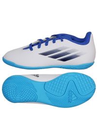 Adidas - Buty piłkarskie adidas X Speedflow.4 In Jr GW7527 białe białe. Zapięcie: sznurówki. Kolor: biały. Materiał: syntetyk. Szerokość cholewki: normalna. Sezon: lato. Sport: piłka nożna