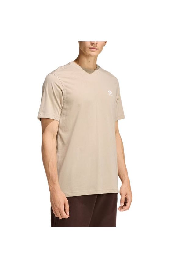 Adidas - Koszulka męska adidas Originals Trefoil Essentials KE1189 - beżowa. Kolor: beżowy. Materiał: bawełna, dzianina. Długość rękawa: krótki rękaw. Długość: krótkie