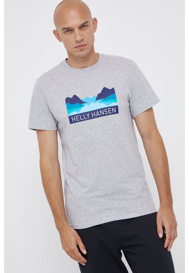 Helly Hansen - T-shirt. Kolor: szary. Wzór: nadruk