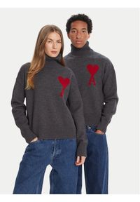 AMI PARIS Sweter BFUKS006.018 Szary Regular Fit. Kolor: szary. Materiał: wełna