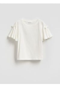 Reserved - Bluzka z falbanką - złamana biel. Materiał: tkanina