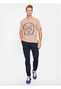 Plein Sport T-Shirt T-Shirt Round Neck Ss Tiger AACC MTK6550 SJY001N Beżowy Regular Fit. Kolor: beżowy. Materiał: bawełna. Styl: sportowy #5