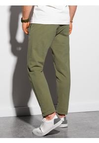 Ombre Clothing - Spodnie męskie dresowe P946 - khaki - XXL. Kolor: brązowy. Materiał: dresówka