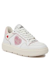 Love Moschino - LOVE MOSCHINO Sneakersy JA15204G1IJC110C Biały. Kolor: biały. Materiał: skóra