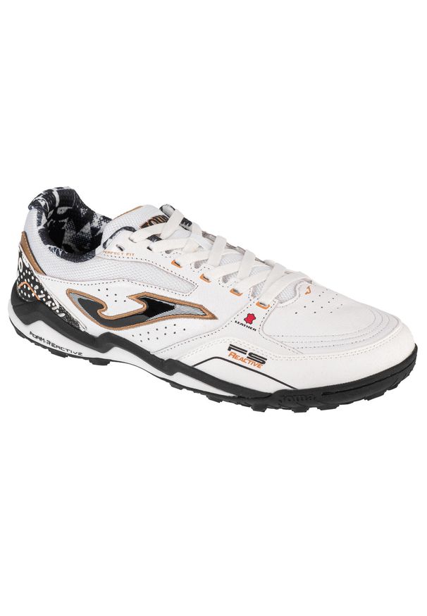Buty piłkarskie turfy unisex Joma FS Reactive skórzane treningowe na orlik. Kolor: biały. Materiał: guma, skóra, tkanina, materiał, syntetyk. Sport: piłka nożna