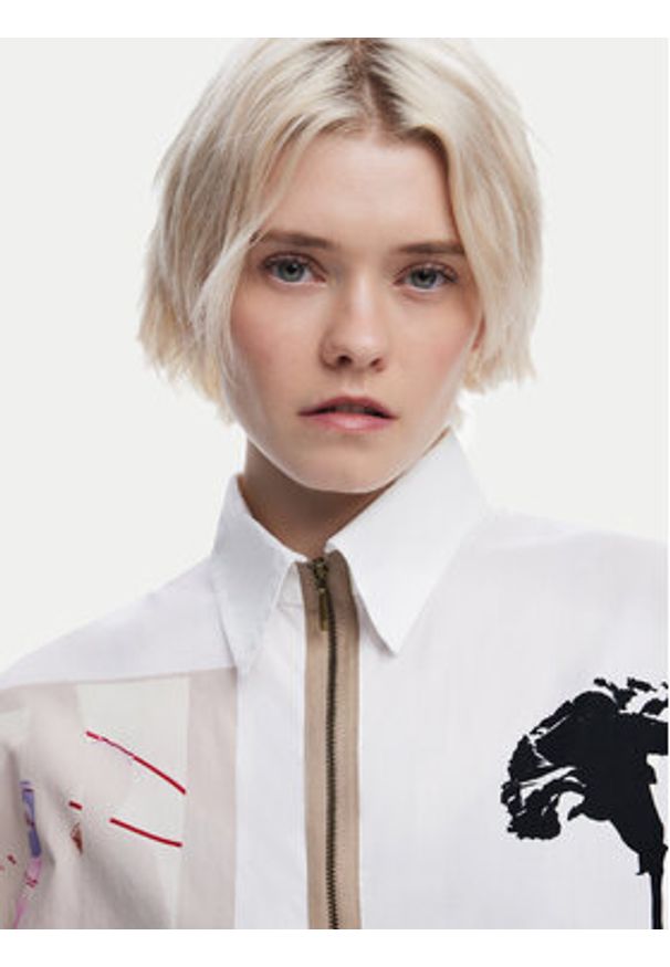 Desigual Koszula Recortes 25SWCW23 Biały Relaxed Fit. Kolor: biały. Materiał: bawełna