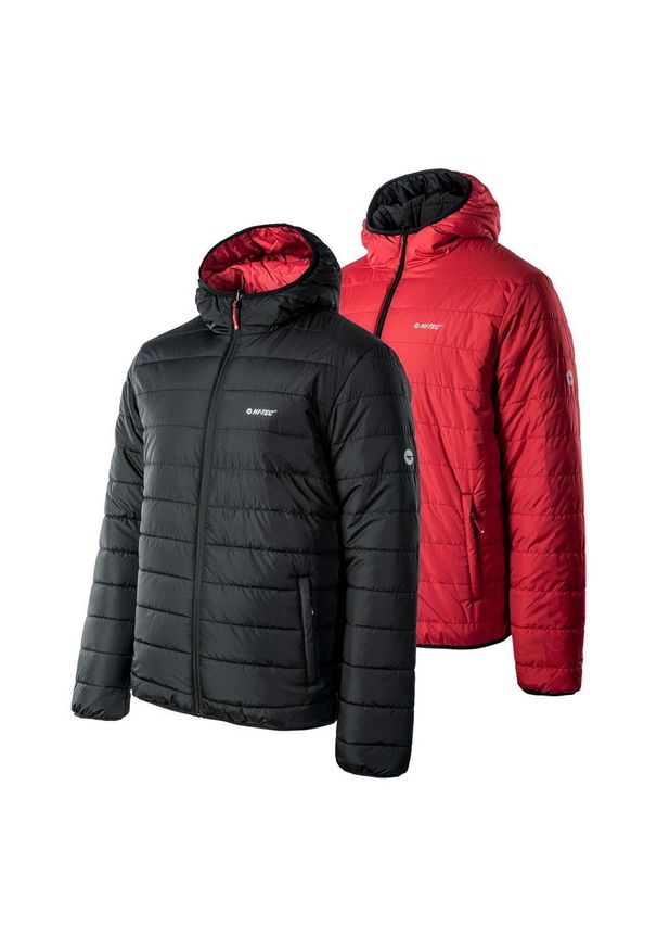 Hi-tec - Dwustronna męska kurtka trekkingowa 2w1 Hi-Tec Halden czarno-czerwona rozmiar M. Kolor: wielokolorowy, czerwony, czarny. Materiał: syntetyk