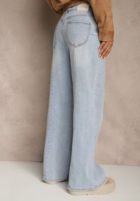 Renee - Niebieskie Jeansy High Waist o Szerokim Kroju z Przeszyciami i Imitacją Kieszeni Saliana. Stan: podwyższony. Kolor: niebieski #4