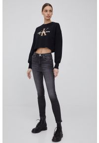 Calvin Klein Jeans jeansy damskie high waist. Stan: podwyższony. Kolor: szary #4