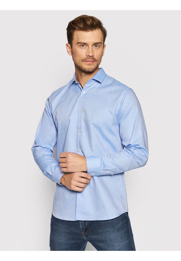 Selected Homme Koszula New Mark 16058640 Błękitny Slim Fit. Kolor: niebieski. Materiał: bawełna