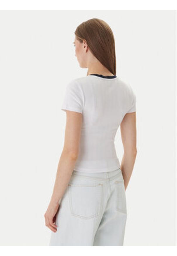 Guess Jeans T-Shirt W6GPA9 KF641 Biały Slim Fit. Kolor: biały. Materiał: bawełna