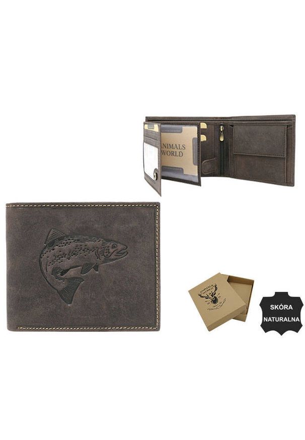 ALWAYS WILD - Duży portfel męski z nubukowej skóry naturalnej — Always Wild. Materiał: nubuk, skóra