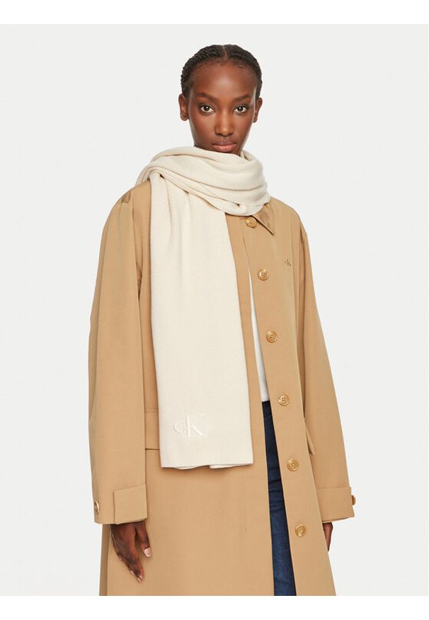 Calvin Klein Szalik Monogram K60K612659 Écru. Materiał: materiał, poliester