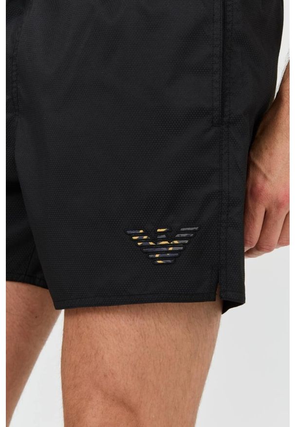 Emporio Armani - EMPORIO ARMANI Czarne męskie kąpielówki, Rozmiar 50. Kolor: czarny