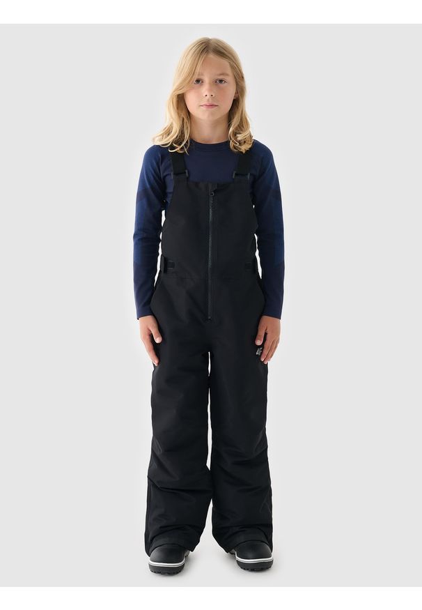 4f - 4F Spodnie snowboardowe membrana 10000 chłopięce - czarne 128 (7-8 lat). Kolor: czarny. Materiał: tkanina, materiał, poliester, dzianina. Wzór: gładki. Sezon: zima, lato. Sport: snowboard