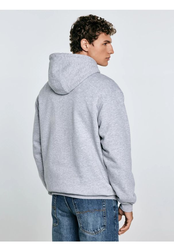 Big-Star - Bluza męska z kapturem z nadrukiem szara Luka 901. Okazja: na co dzień. Typ kołnierza: kaptur. Kolor: szary. Materiał: dzianina. Wzór: nadruk. Styl: sportowy, elegancki, klasyczny, casual