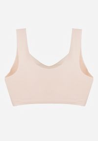 Born2be - Beżowy Biustonosz Sportowy z Siateczką i Usztywnionymi Miseczkami Zerirae. Kolor: beżowy. Materiał: dresówka. Rodzaj stanika: wyciągane miseczki #7