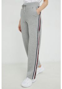 TOMMY HILFIGER - Tommy Hilfiger spodnie dresowe bawełniane damskie kolor szary melanżowe. Kolor: szary. Materiał: bawełna, dresówka. Wzór: melanż #1