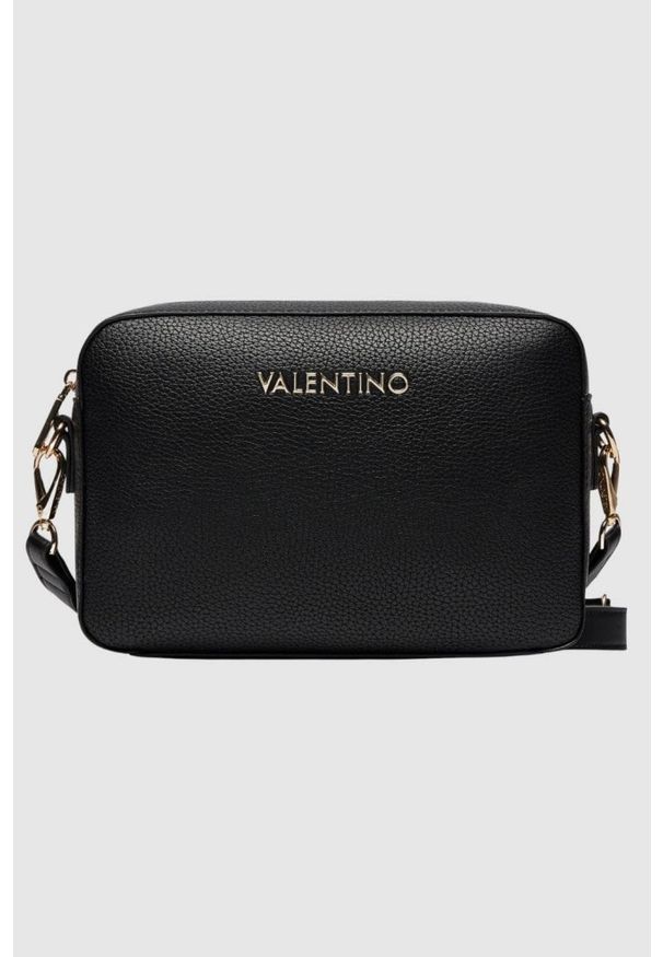 Valentino by Mario Valentino - VALENTINO Czarna torebka Alexia Camera Bag. Kolor: czarny. Wzór: paski. Styl: klasyczny