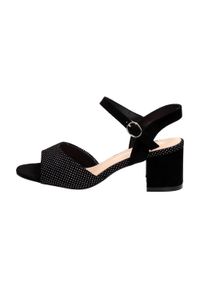 Czarne sandały damskie Sergio Leone Sk827 Mic. Kolor: czarny. Materiał: zamsz. Wzór: kropki. Styl: klasyczny