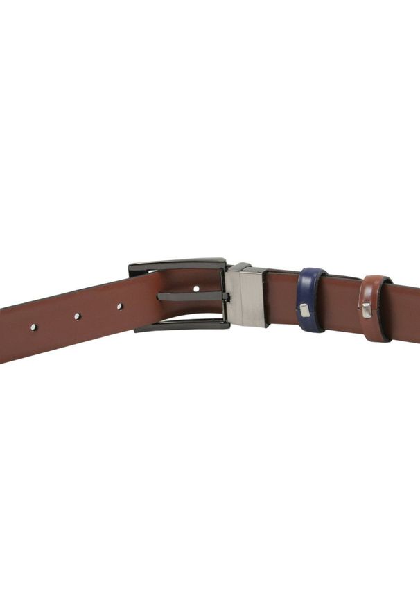 Victorio - Pasek Dwustronny do Spodni Granatowo-Brązowy 115 cm, Elegancki, Męski, Skórzany -VICTORIO. Kolor: wielokolorowy, niebieski, brązowy. Materiał: skóra. Styl: elegancki