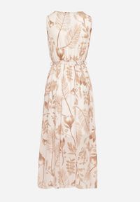 Born2be - Beżowa Kopertowa Sukienka z Wiskozą z Wiązanym Paskiem Nativire. Okazja: na co dzień. Typ kołnierza: dekolt w serek. Kolor: beżowy. Materiał: wiskoza. Typ sukienki: kopertowe. Styl: elegancki, casual, klasyczny #7