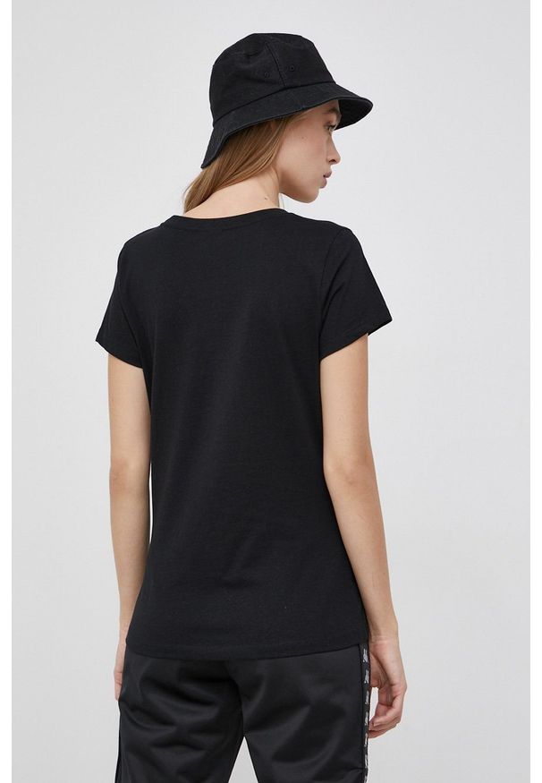 Kappa T-shirt bawełniany kolor czarny. Okazja: na co dzień. Kolor: czarny. Materiał: bawełna. Wzór: haft. Styl: casual