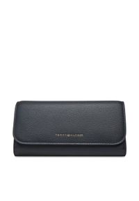 TOMMY HILFIGER - Tommy Hilfiger Duży Portfel Damski Th Flag Lrg Flap AW0AW17734 Granatowy. Kolor: niebieski. Materiał: skóra