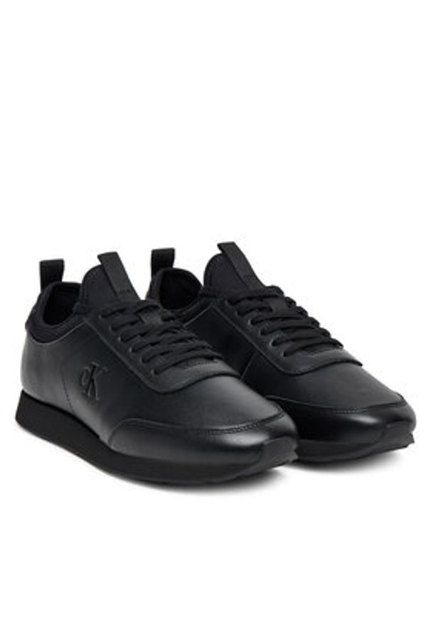 Calvin Klein Sneakersy Retro Runner Sock Laceup Lth YM0YM01362 Czarny. Kolor: czarny. Materiał: skóra