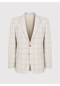 Pako Lorente - PAKO LORENTE – Beżowa marynarka męska w kratę Windowpane. Kolor: beżowy. Materiał: tkanina. Wzór: kratka. Styl: elegancki #5