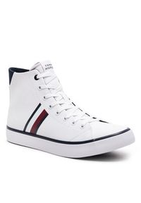 TOMMY HILFIGER - Tommy Hilfiger Sneakersy Th Hi Vulc Stripes Mesh FM0FM04948 Biały. Kolor: biały. Materiał: mesh, materiał #6