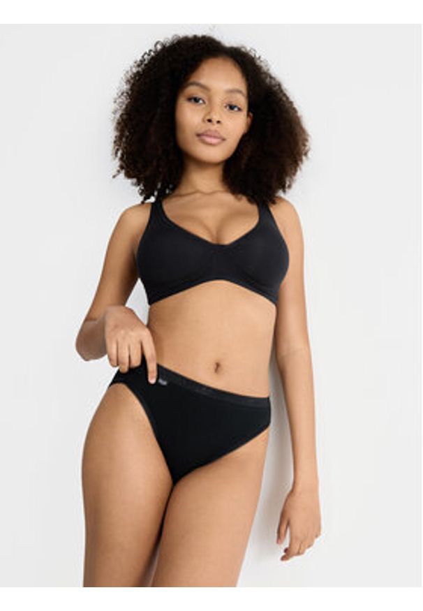 Sloggi Biustonosz bezfiszbinowy Basic 10222327 Czarny. Kolor: czarny. Materiał: bawełna