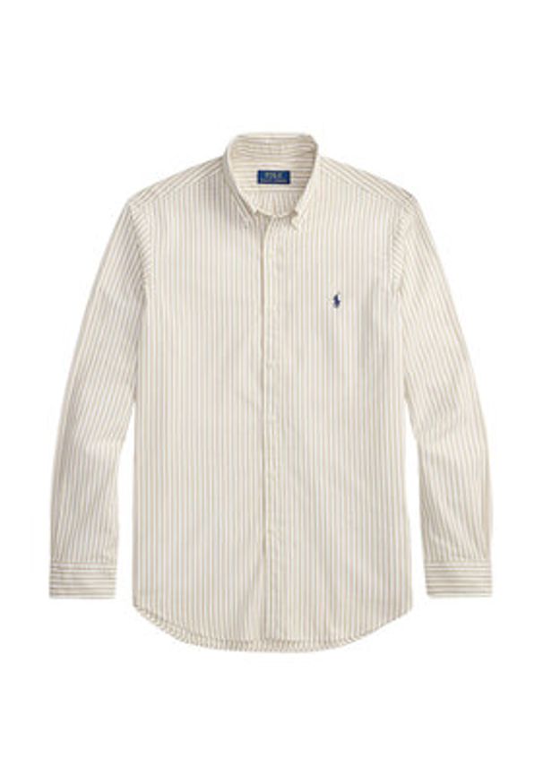 Polo Ralph Lauren Koszula 710B15595007 Beżowy jasny Custom Fit. Typ kołnierza: polo. Kolor: beżowy. Materiał: bawełna