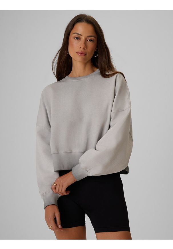 4f - 4F Bluza dresowa loose bez kaptura damska - szara M. Okazja: na co dzień. Typ kołnierza: bez kaptura. Kolor: szary. Materiał: dresówka. Styl: klasyczny, casual