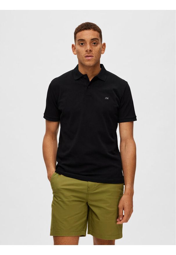 Selected Homme Polo 16087839 Czarny Regular Fit. Typ kołnierza: polo. Kolor: czarny