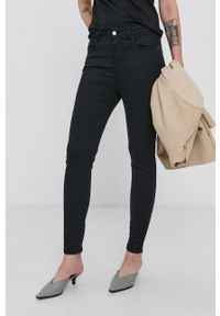 JDY - Jacqueline de Yong Spodnie damskie kolor czarny dopasowane medium waist. Kolor: czarny. Materiał: bawełna #3
