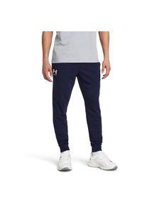 Spodnie Under Armour Rival Terry Jogger, Mężczyźni. Kolor: biały, wielokolorowy, niebieski. Materiał: materiał, bawełna. Sport: bieganie