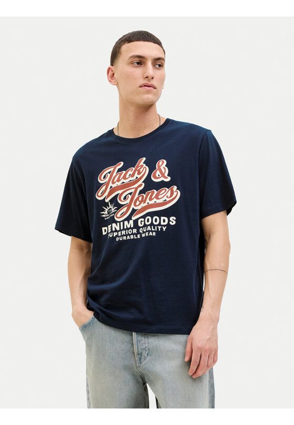 Jack & Jones T-Shirt Logo 12279535 Granatowy Standard Fit. Kolor: niebieski. Materiał: bawełna