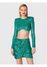 Elisabetta Franchi Komplet bluzka i spódnica TG-002-27E2-V500 Zielony Slim Fit. Kolor: zielony. Materiał: syntetyk