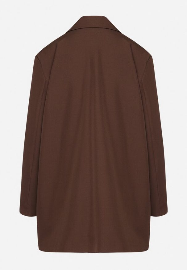 Born2be - Brązowa Dwurzędowa Marynarka o Pudełkowym Kroju Nilinne. Okazja: na spacer, na co dzień. Kolor: brązowy. Materiał: jeans. Styl: casual, elegancki