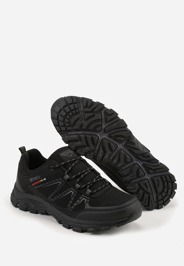 Born2be - Czarne Buty Sportowe w Trekkingowym Stylu na Tłoczonej Podeszwie Revitte. Okazja: na co dzień. Kolor: czarny. Materiał: jeans. Szerokość cholewki: normalna