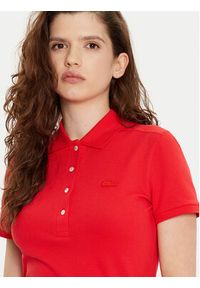 Lacoste Polo PF5462 Czerwony Slim Fit. Typ kołnierza: polo. Kolor: czerwony. Materiał: bawełna #5