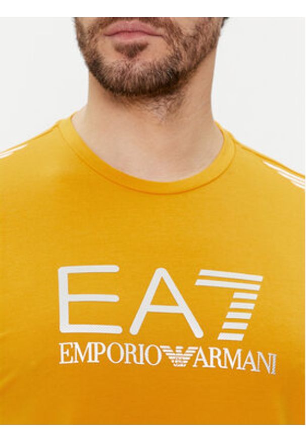 EA7 Emporio Armani T-Shirt 3DPT29 PJULZ 1680 Żółty Regular Fit. Kolor: żółty. Materiał: syntetyk, bawełna