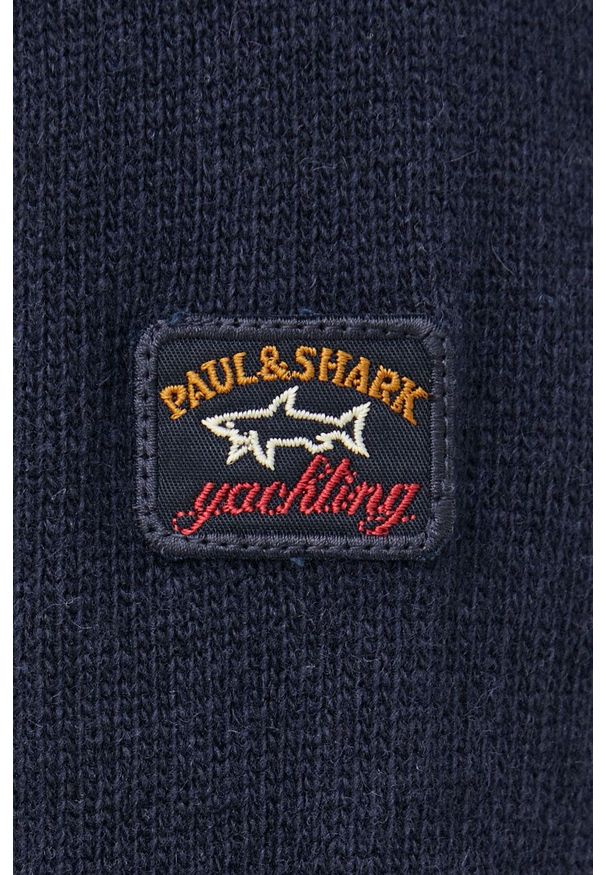 PAUL & SHARK - Paul&Shark sweter wełniany męski kolor szary lekki. Okazja: na co dzień. Kolor: niebieski. Materiał: wełna. Długość rękawa: długi rękaw. Długość: długie. Styl: casual